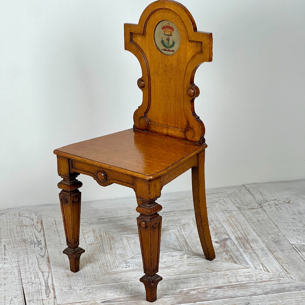 A Victorian Oak Hall Chair With Earls Crest View II