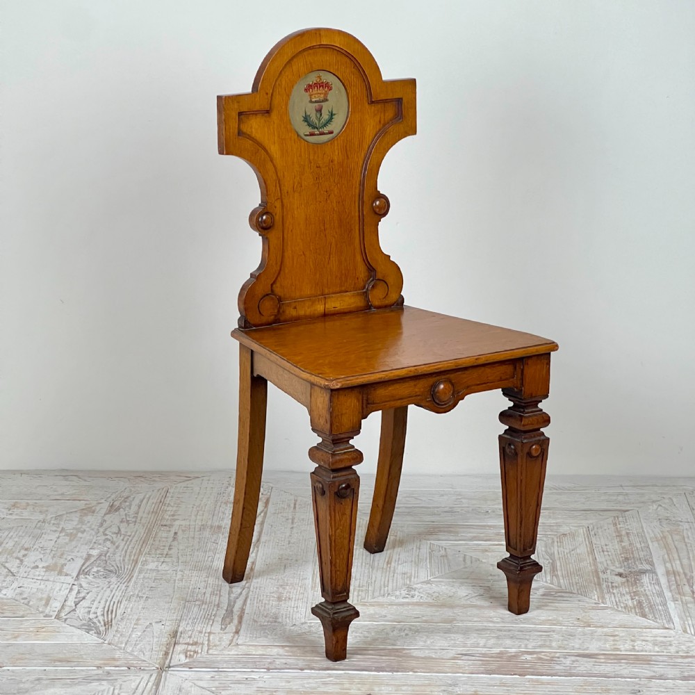 A Victorian Oak Hall Chair With Earls Crest View III
