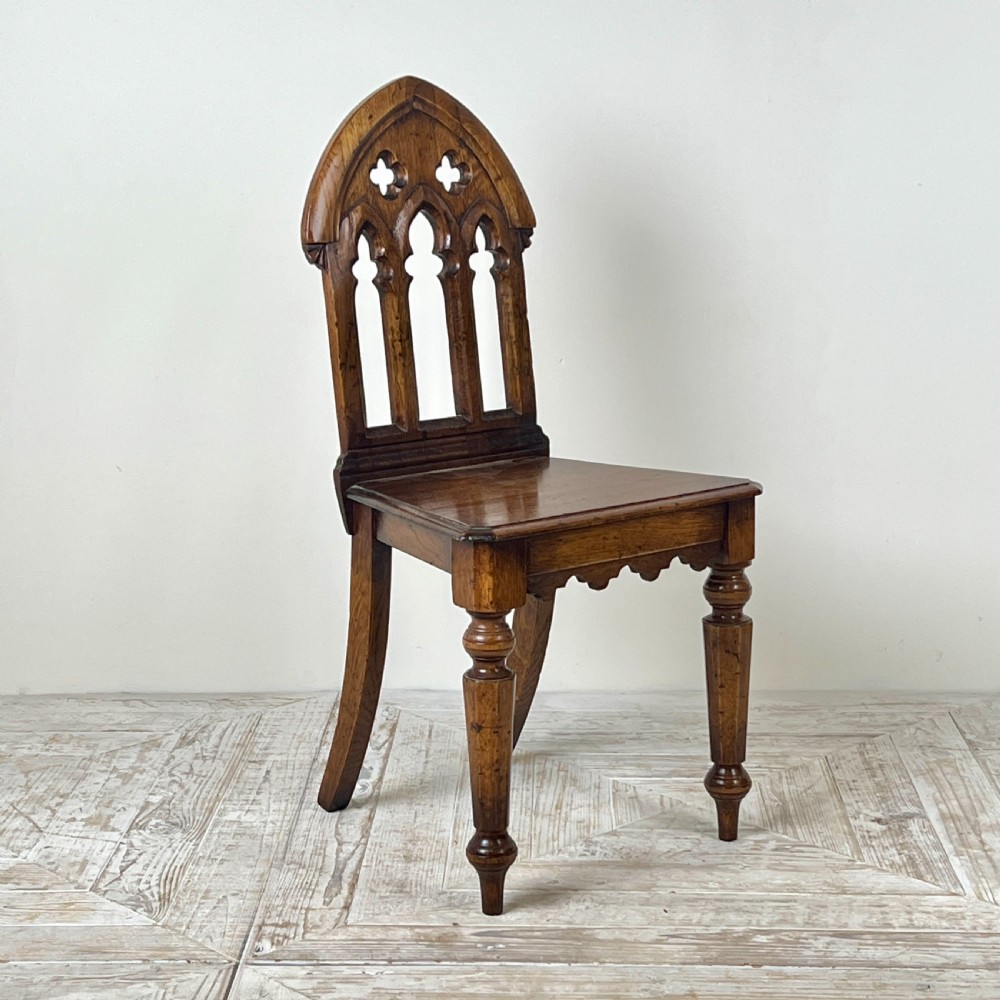A Pair Of Gothic Oak Side Or Hall Chairs View IV