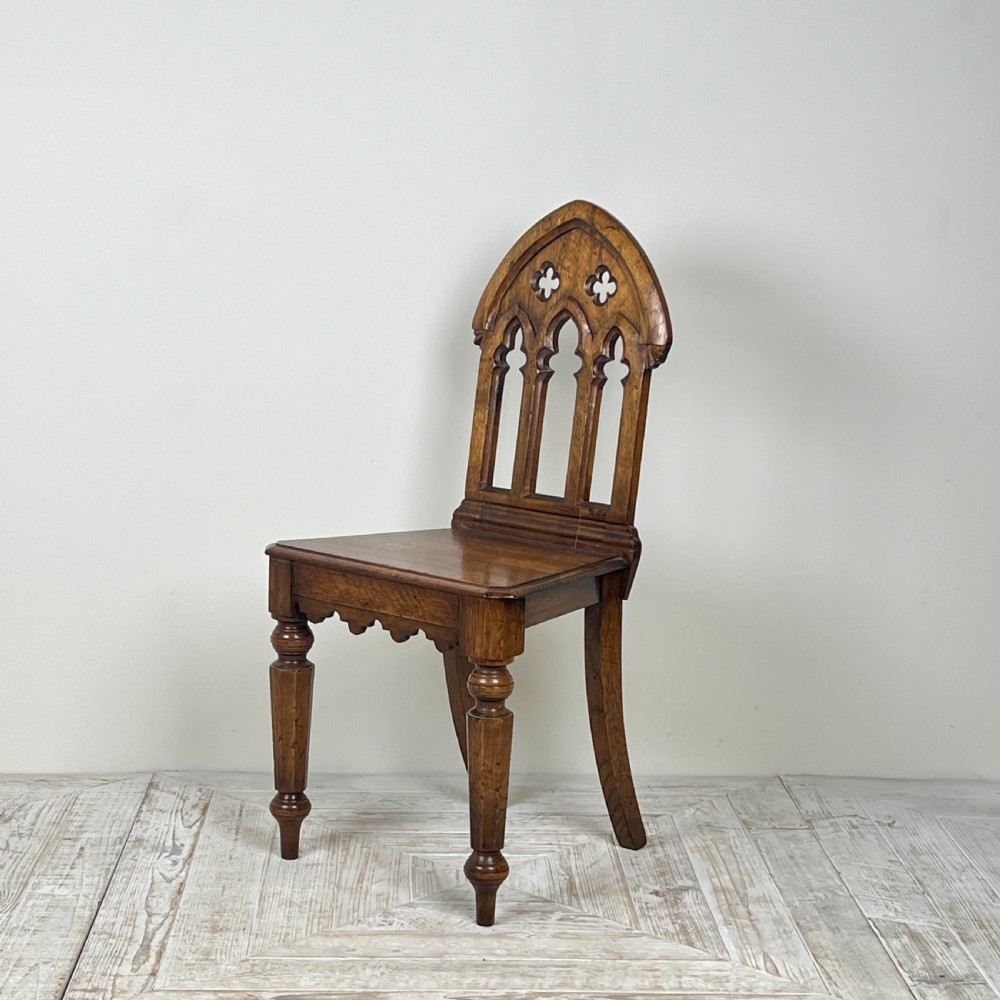 A Pair Of Gothic Oak Side Or Hall Chairs View V