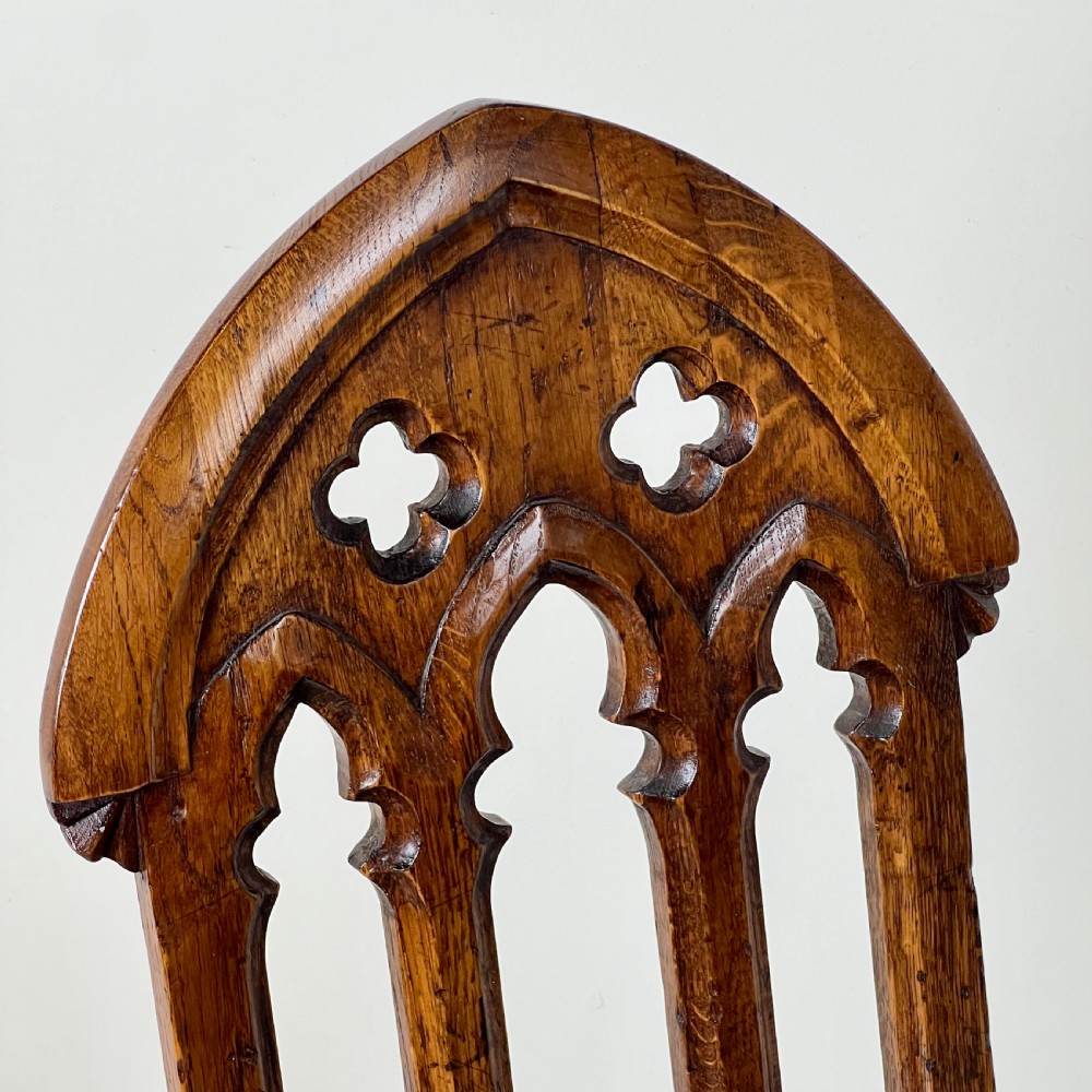 A Pair Of Gothic Oak Side Or Hall Chairs View VIII