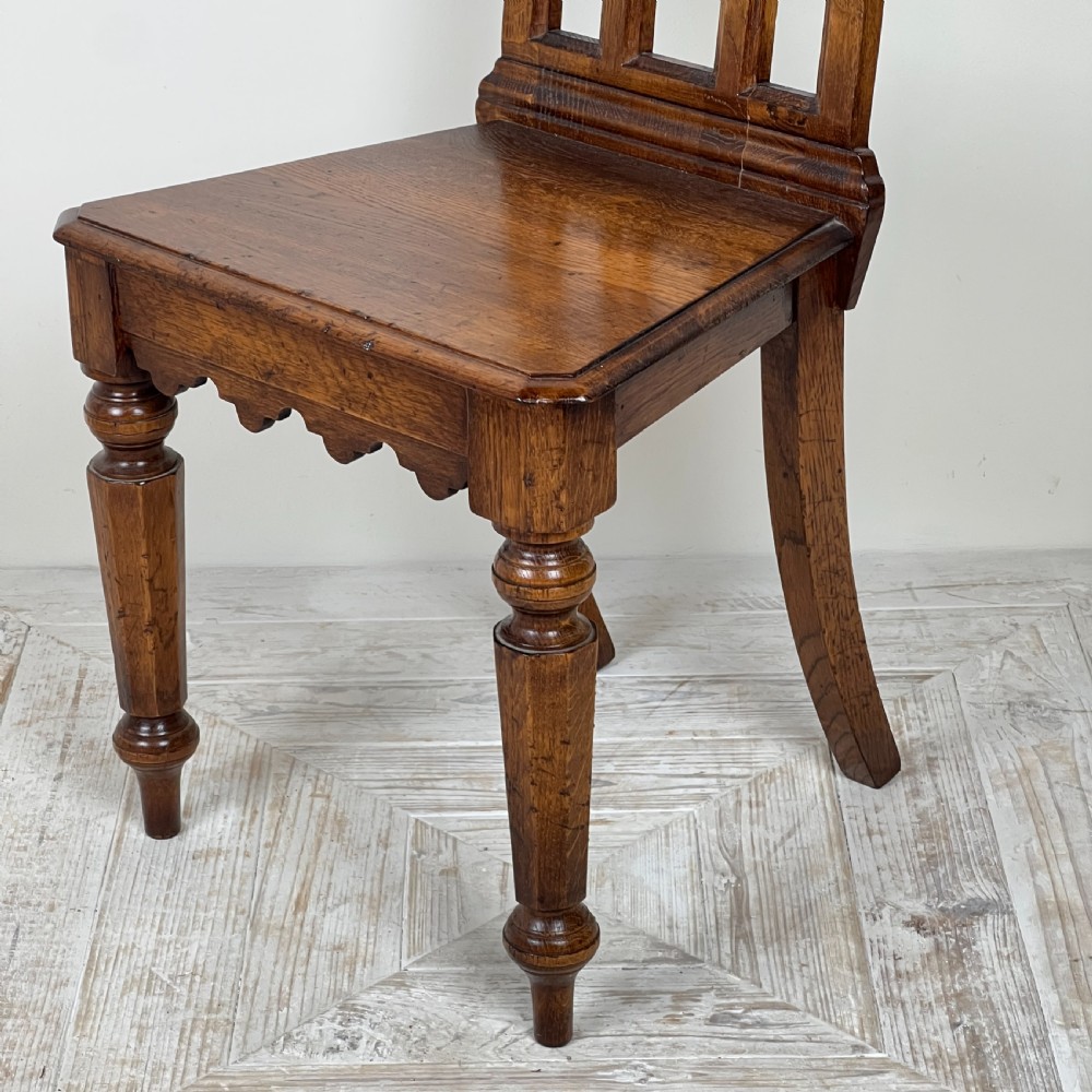 A Pair Of Gothic Oak Side Or Hall Chairs View IX