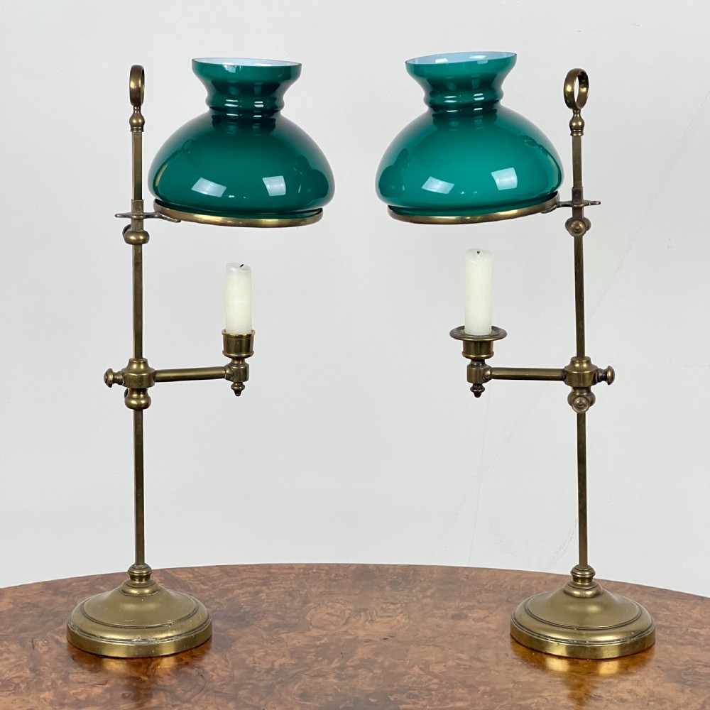A Pair Of Victorian Adjustable Brass Student's Candle Lamps View II