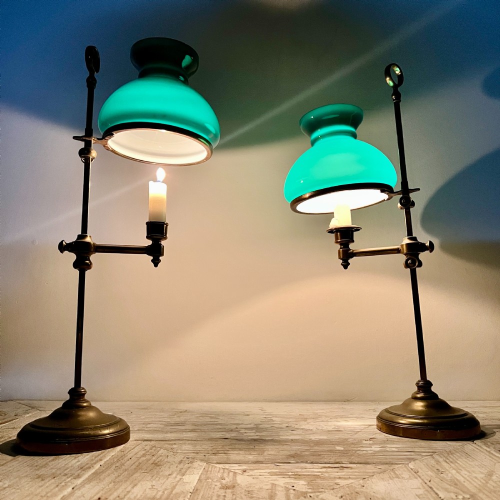 A Pair Of Victorian Adjustable Brass Student's Candle Lamps View III