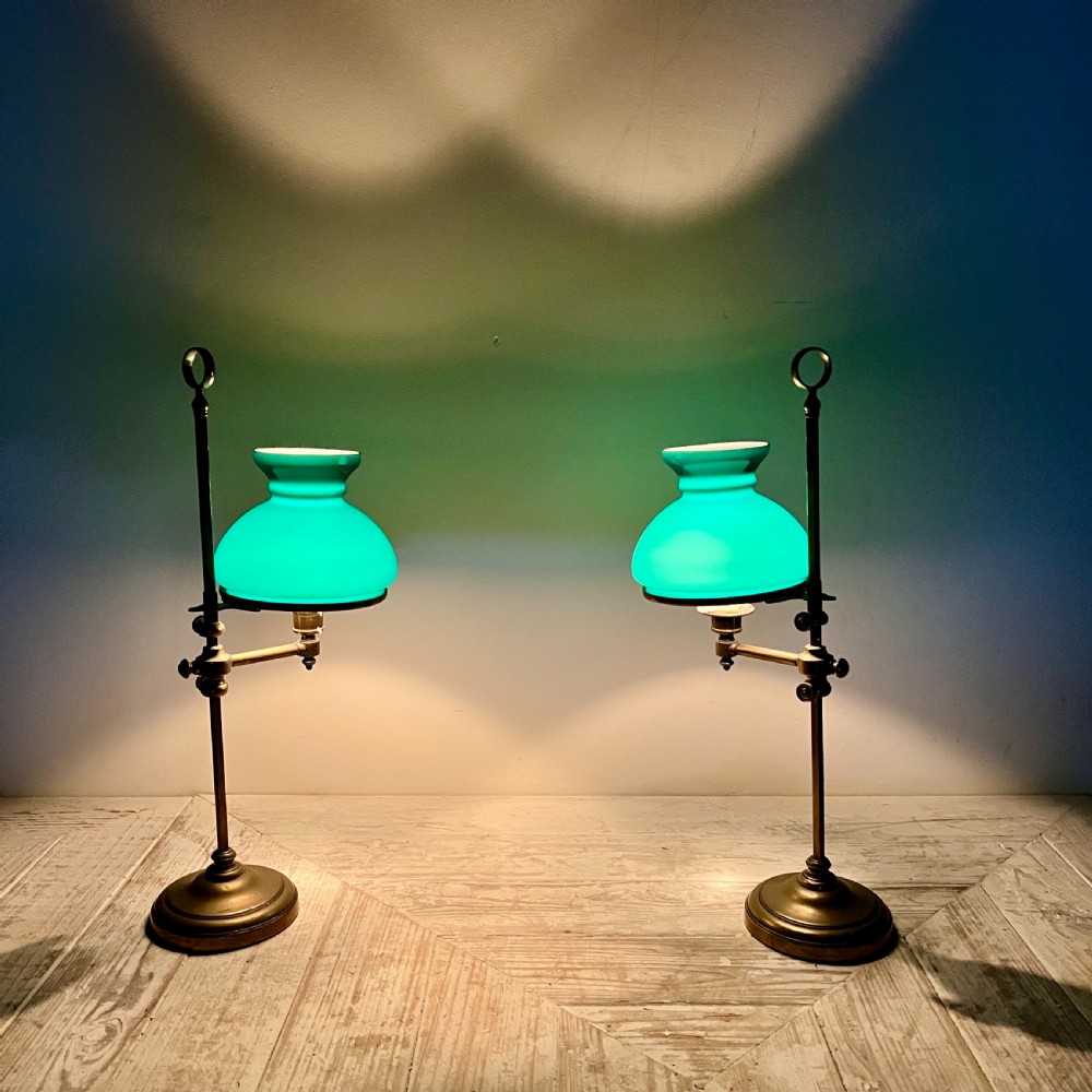 A Pair Of Victorian Adjustable Brass Student's Candle Lamps View IV
