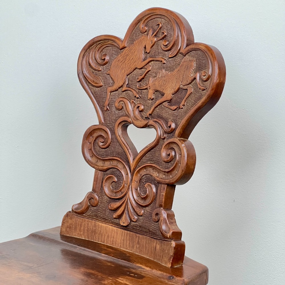 A Swiss Alpine Folk Art Escabelle Chair View VII
