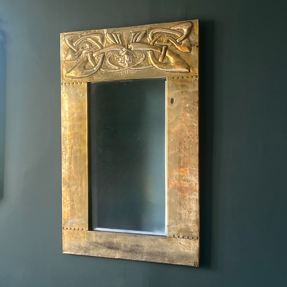 Arts And Crafts Glasgow School Brass Mirror In The Manner Of  Margaret Gilmour View II