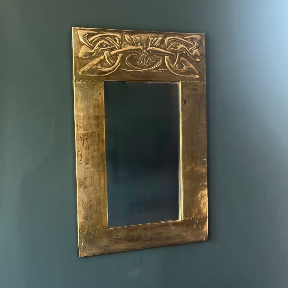 Arts And Crafts Glasgow School Brass Mirror In The Manner Of  Margaret Gilmour View III