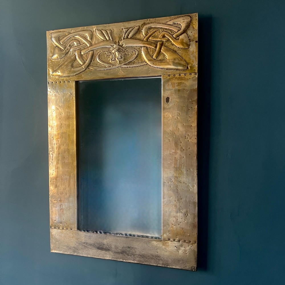 Arts And Crafts Glasgow School Brass Mirror In The Manner Of  Margaret Gilmour View VIII