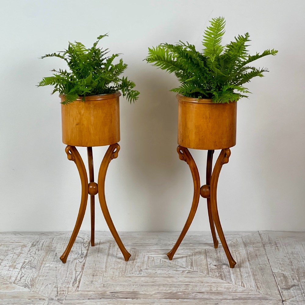 A Pair Of Empire Style Swan-Neck Circular Fruitwood Planter Jardinières View II