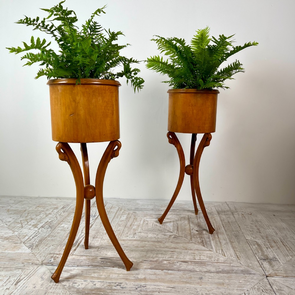 A Pair Of Empire Style Swan-Neck Circular Fruitwood Planter Jardinières View VI