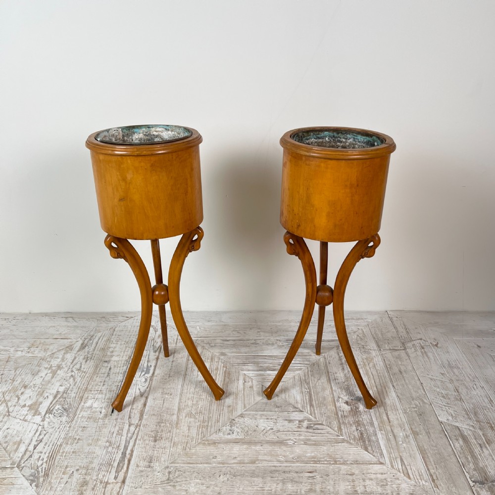 A Pair Of Empire Style Swan-Neck Circular Fruitwood Planter Jardinières View VII