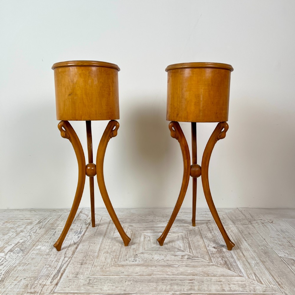 A Pair Of Empire Style Swan-Neck Circular Fruitwood Planter Jardinières View VIII