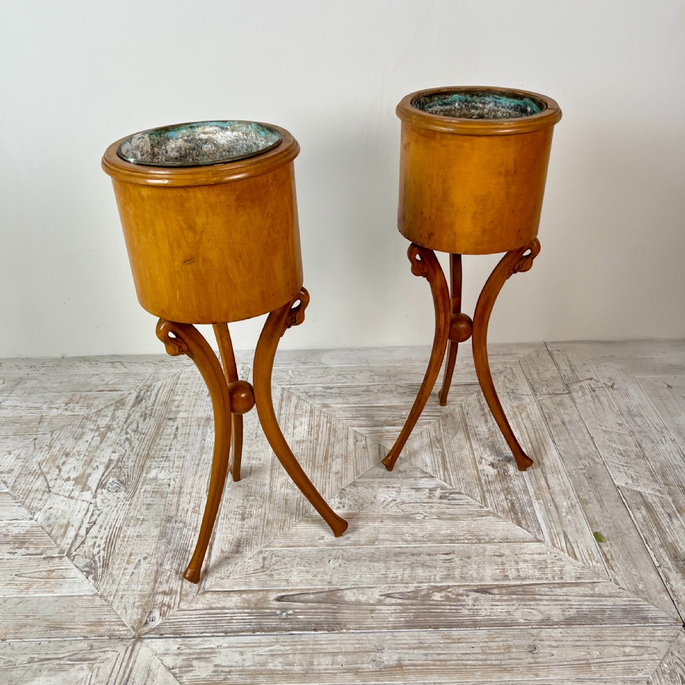 A Pair Of Empire Style Swan-Neck Circular Fruitwood Planter Jardinières View IX