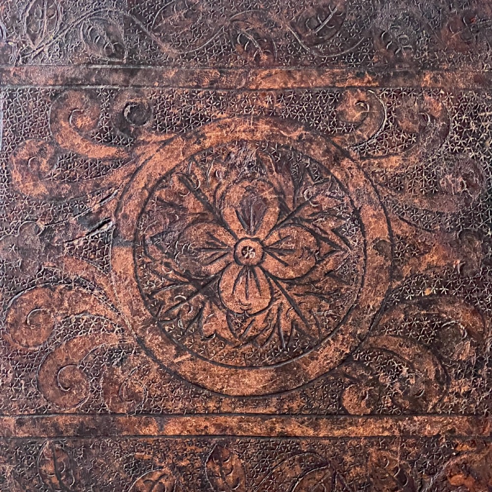 An Embossed Leather And Oak Barely Twist Side Or Occasional Table View VIII