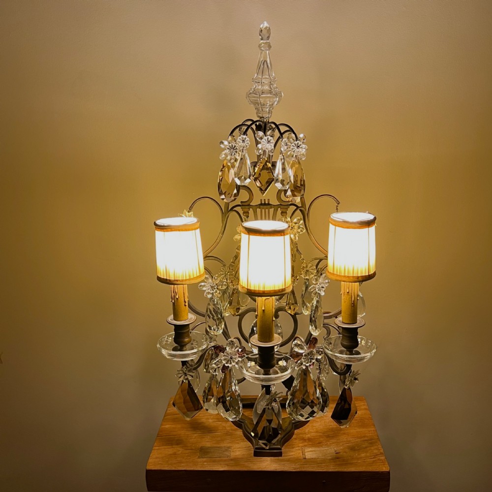 Antique French Bronze Three- Arm Table Lamp (Pair Available) View III