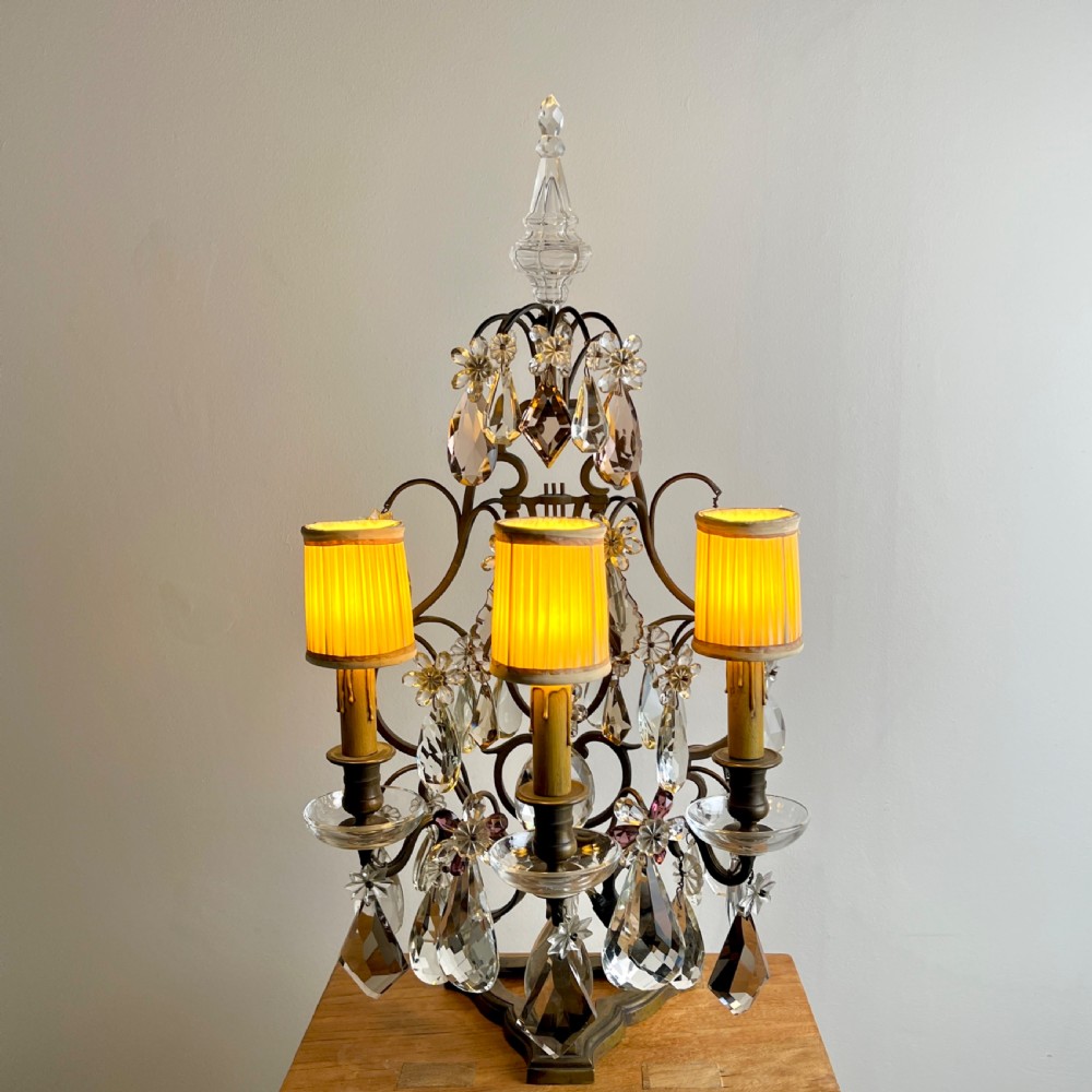 Antique French Bronze Three- Arm Table Lamp (Pair Available) View IV