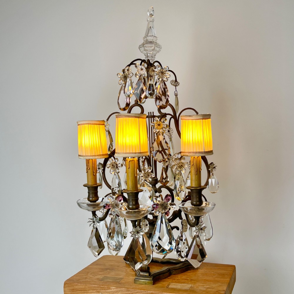 Antique French Bronze Three- Arm Table Lamp (Pair Available) View VI