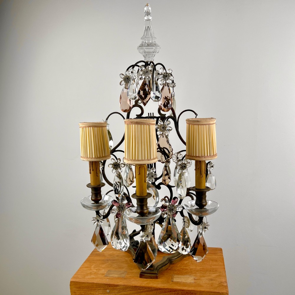 Antique French Bronze Three- Arm Table Lamp (Pair Available) View VII