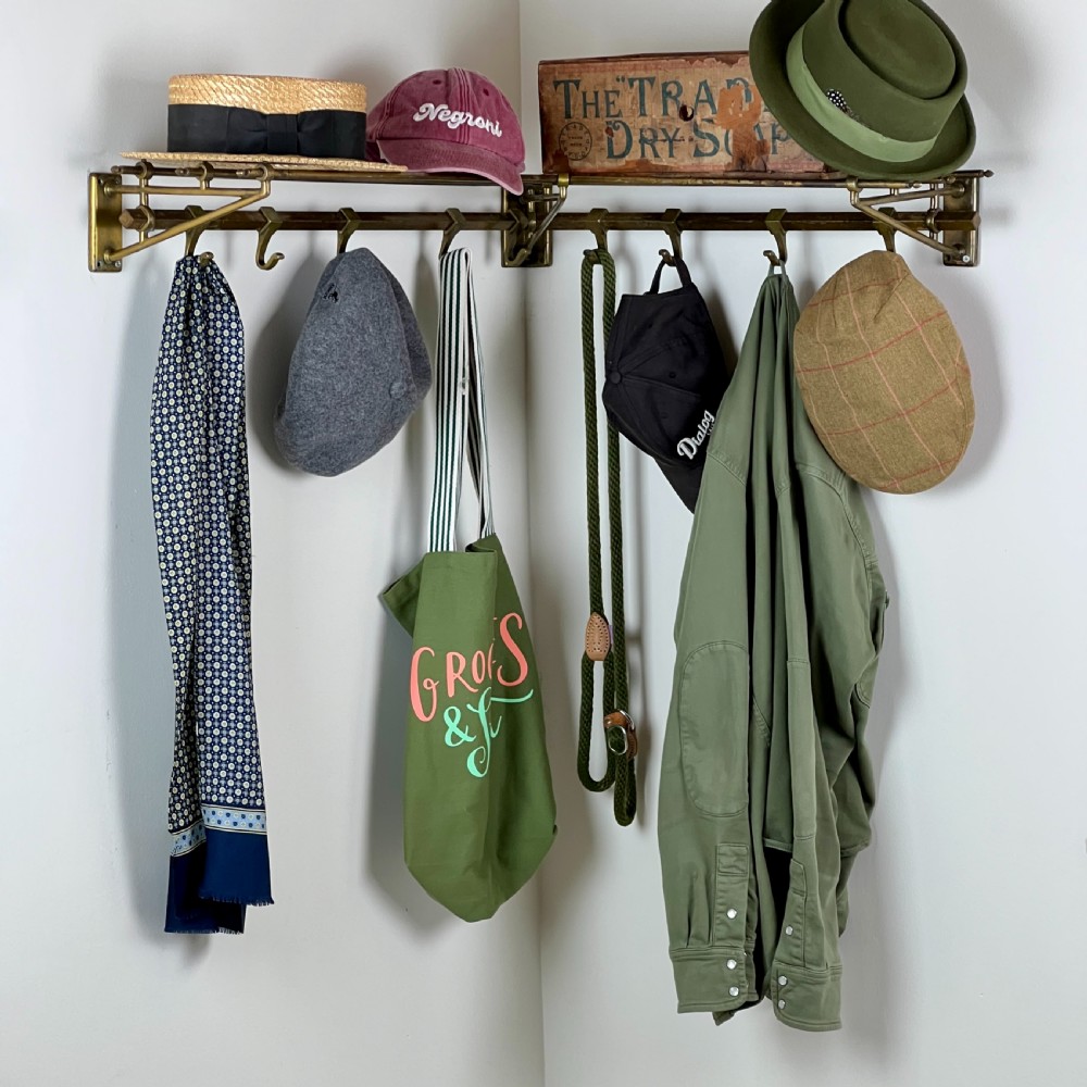 A Rare Art Deco Brass Corner Coat And Hat Rack View IV