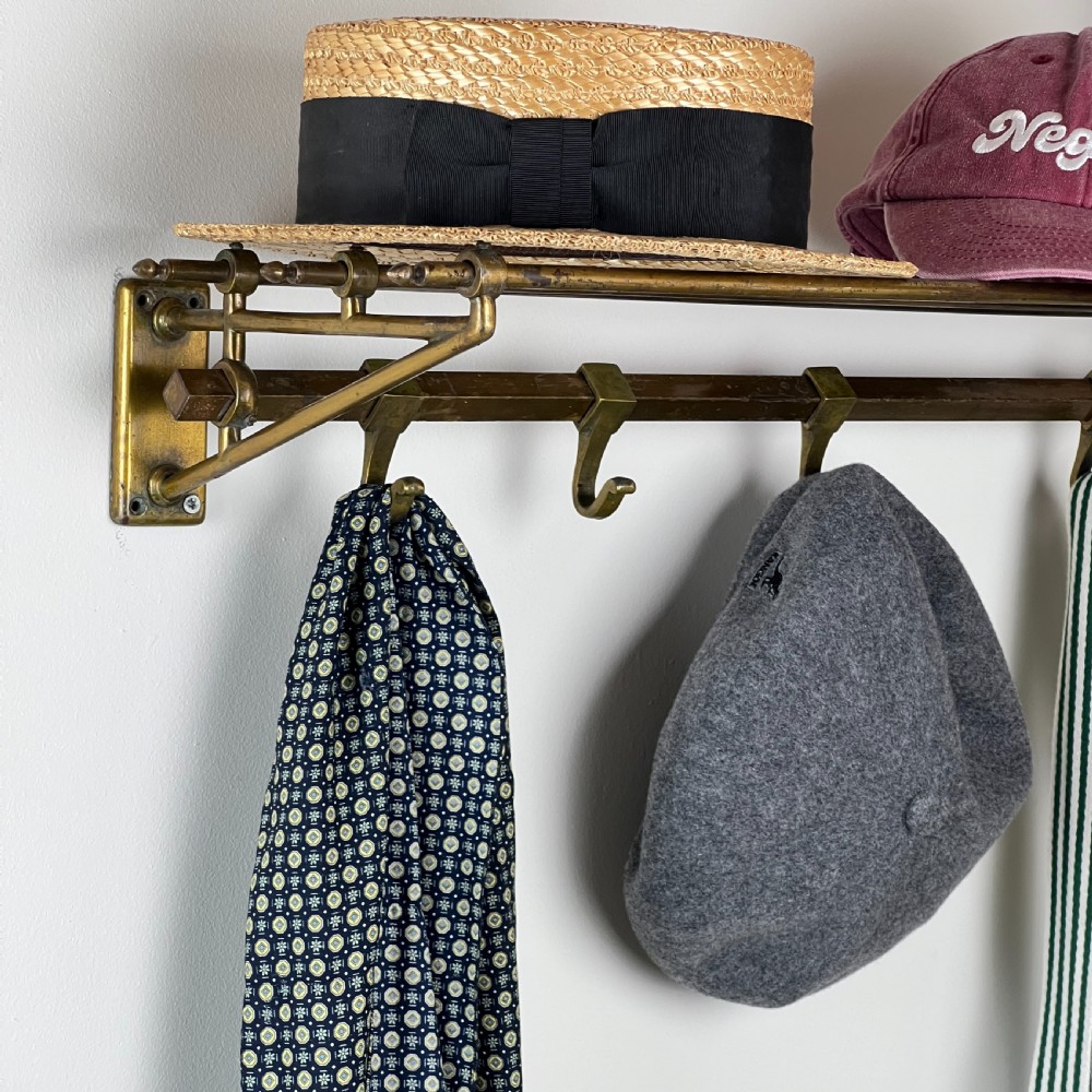 A Rare Art Deco Brass Corner Coat And Hat Rack View V