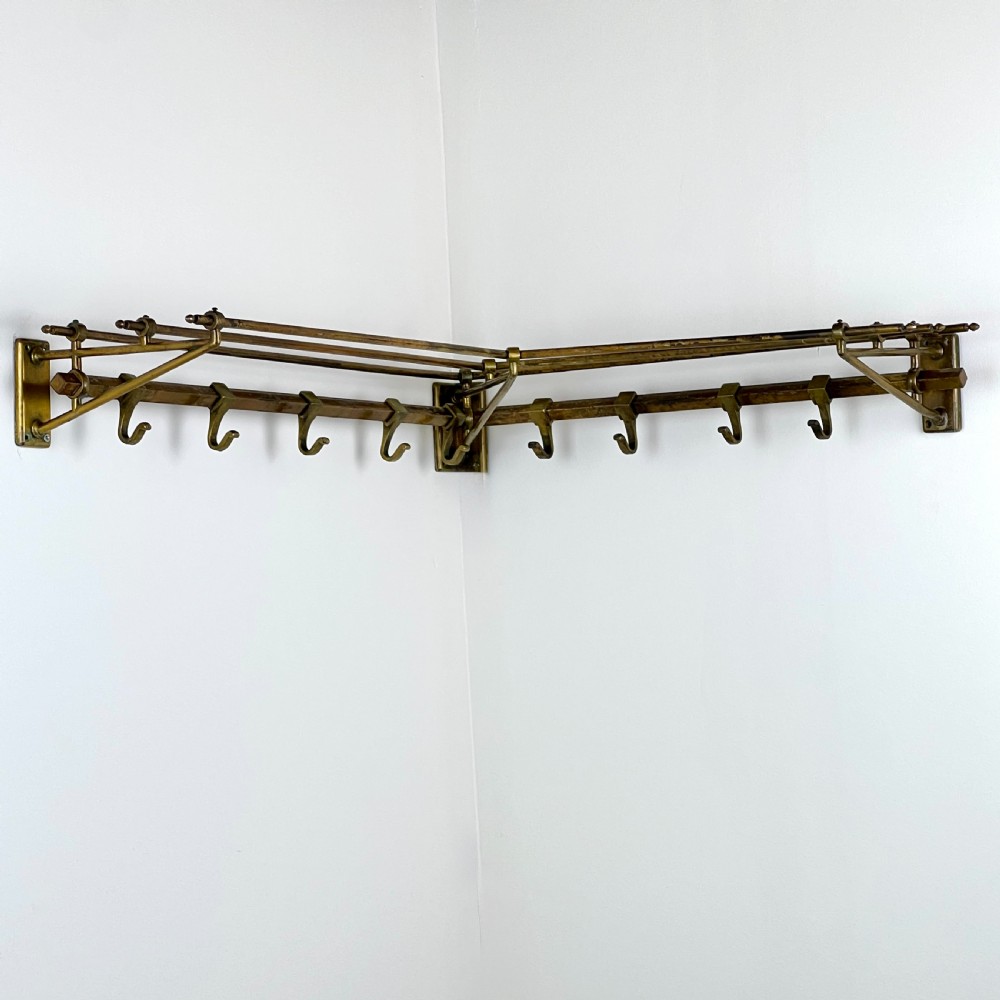 A Rare Art Deco Brass Corner Coat And Hat Rack View VI