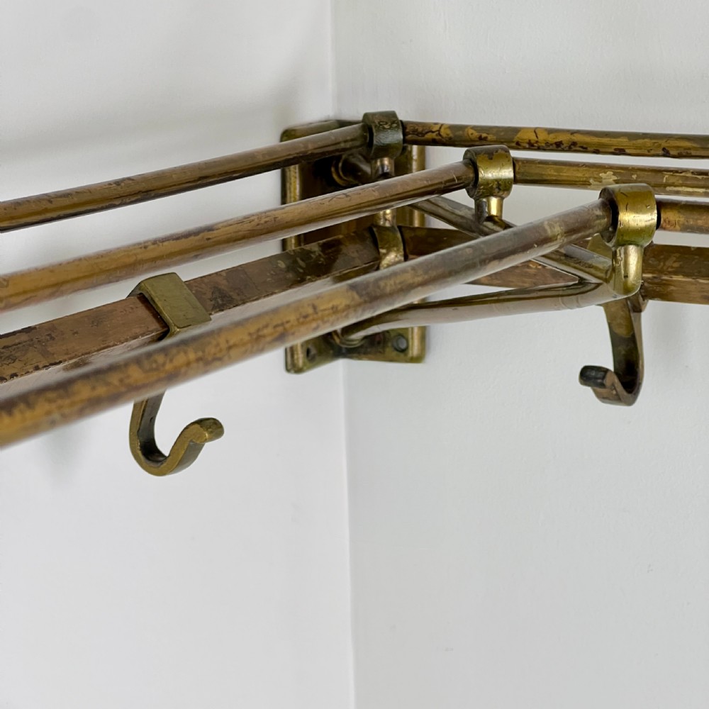 A Rare Art Deco Brass Corner Coat And Hat Rack View VII