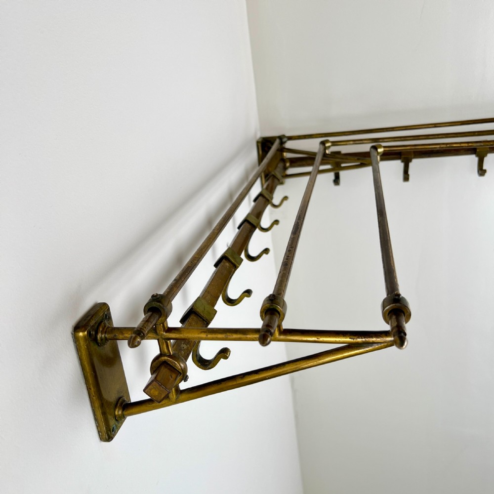 A Rare Art Deco Brass Corner Coat And Hat Rack View IX