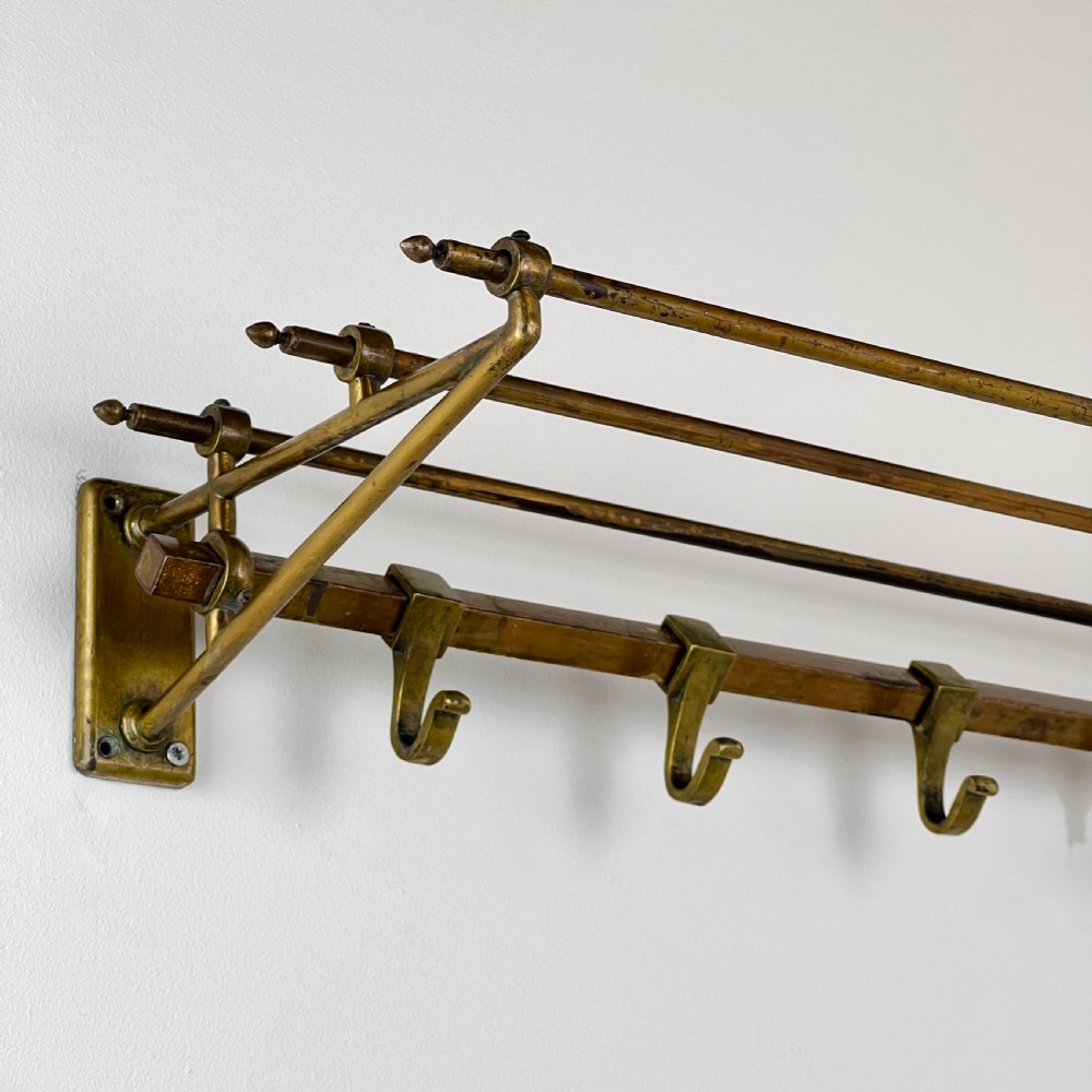 A Rare Art Deco Brass Corner Coat And Hat Rack View X