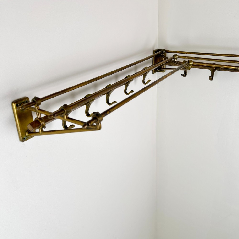 A Rare Art Deco Brass Corner Coat And Hat Rack View XII