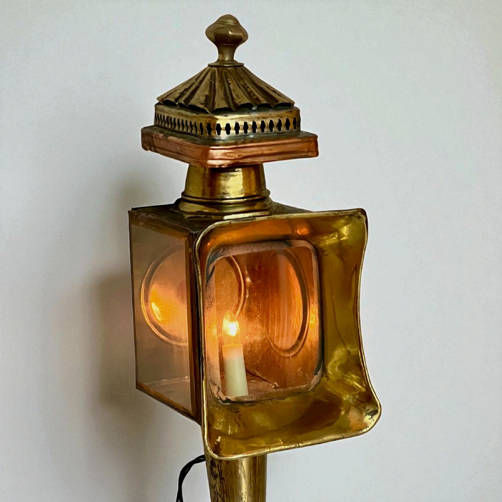 Pair Of Antique Brass And Copper Carriage Lamps View V