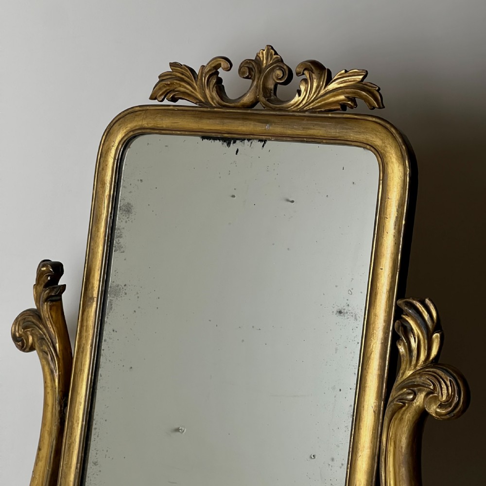 Antique Venetian Cheval Mirror With Carved Giltwood Frame View V