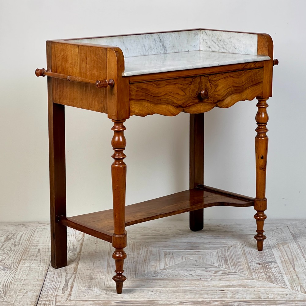 C19th French Walnut And Marble Washstand Or Hall Table