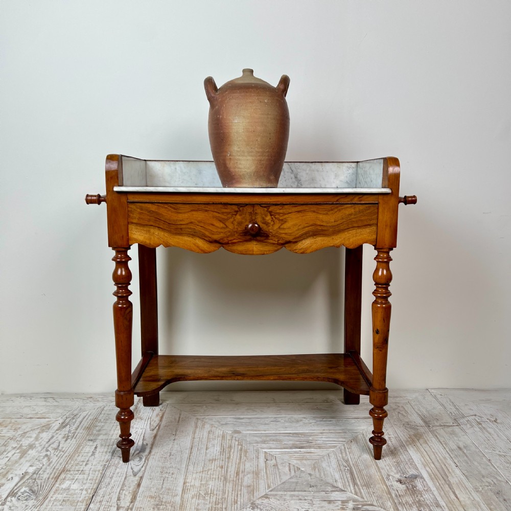 C19th French Walnut And Marble Washstand Or Hall Table View II