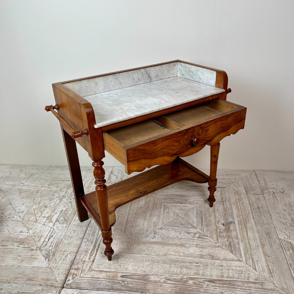 C19th French Walnut And Marble Washstand Or Hall Table View III