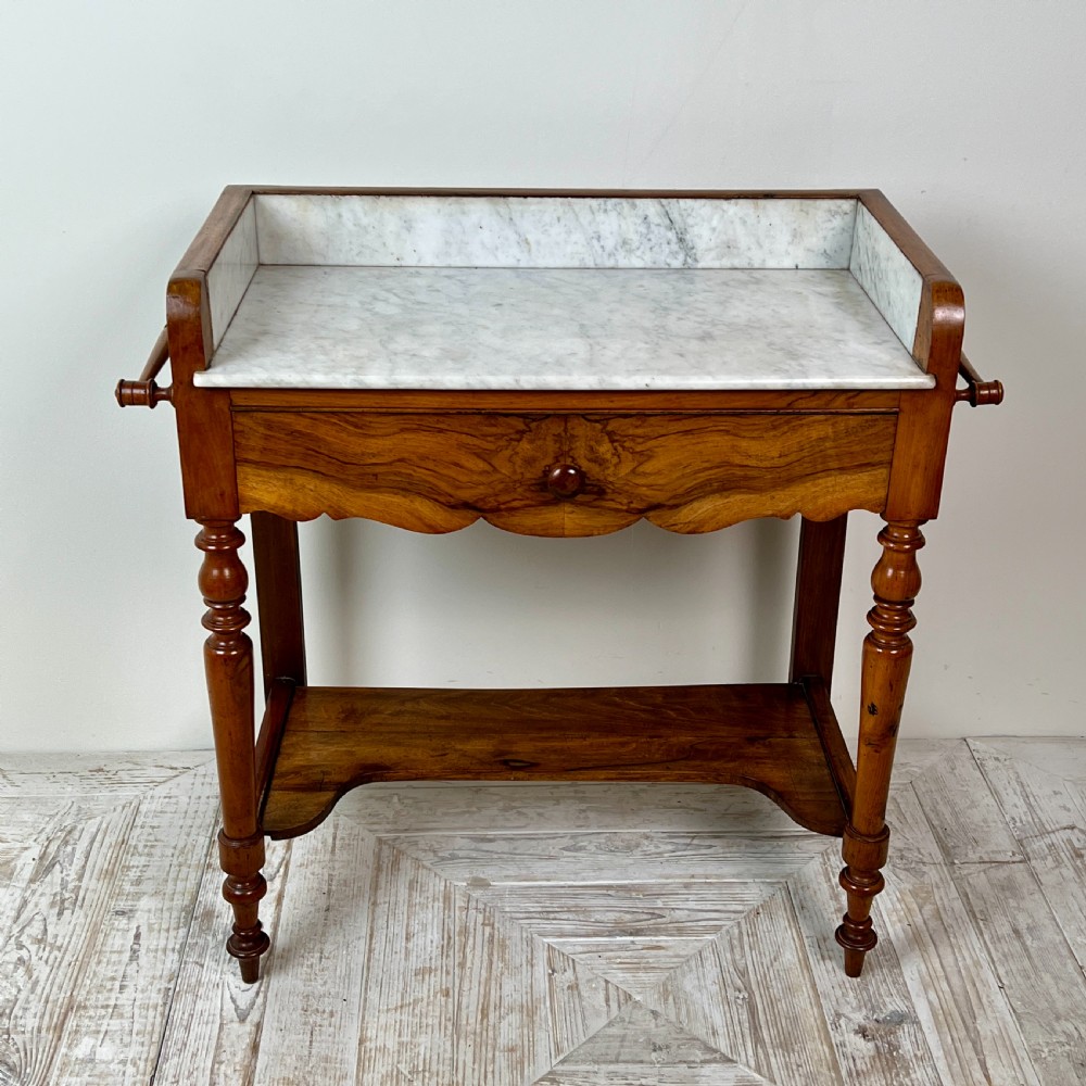 C19th French Walnut And Marble Washstand Or Hall Table View IV