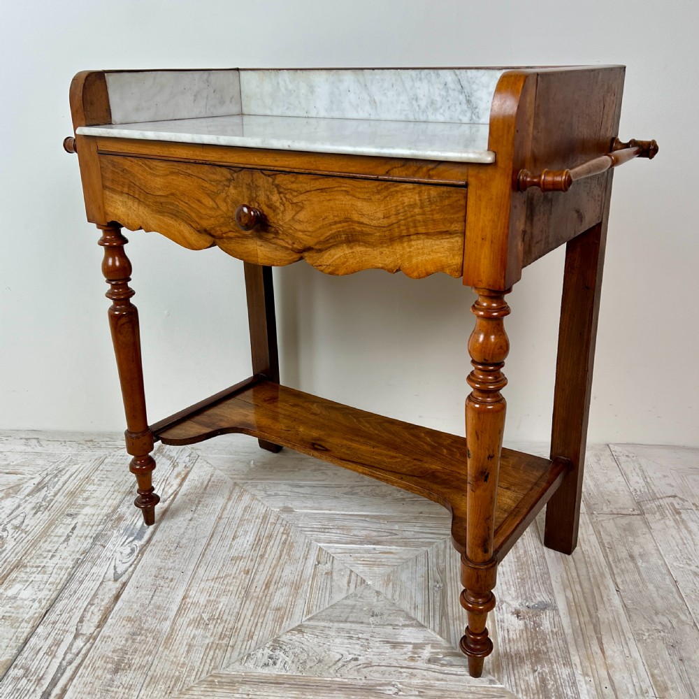 C19th French Walnut And Marble Washstand Or Hall Table View V
