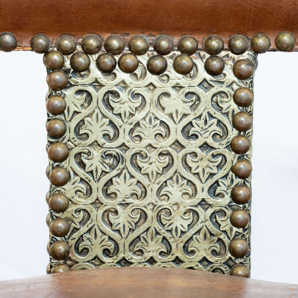 Pair Of Moroccan Berber Leather And Repoussé Chairs View VI