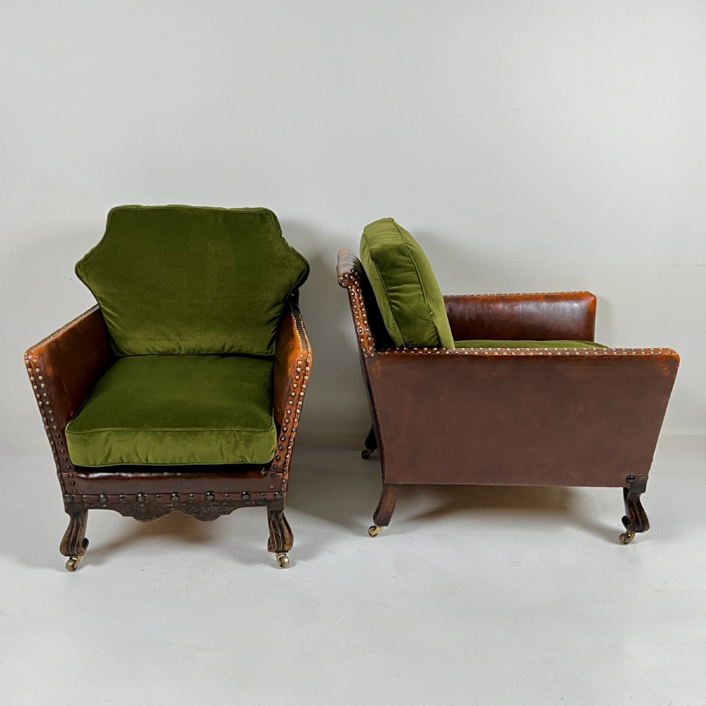 Pair Of  His And Hers French Leather Club Chairs View VII