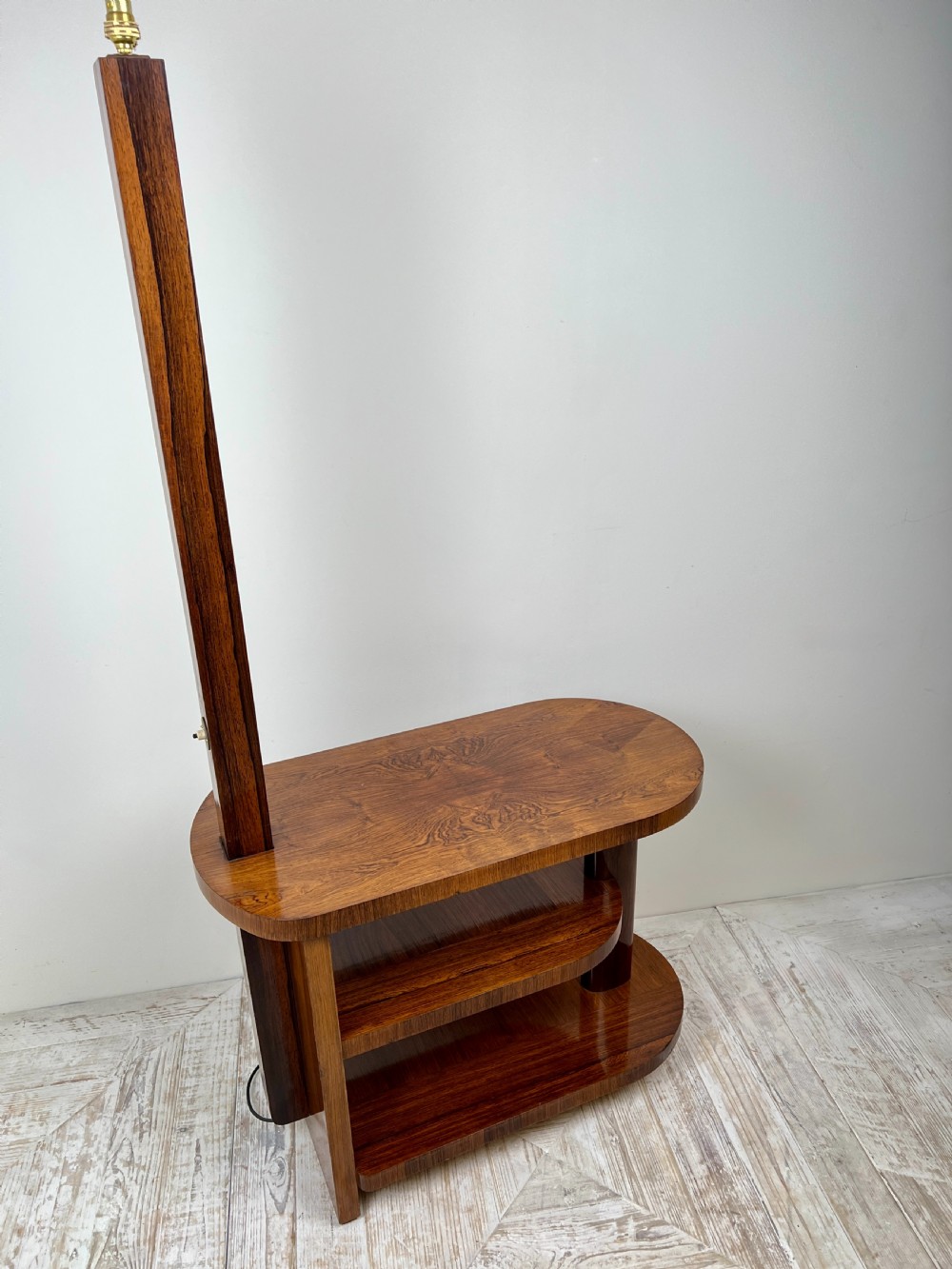 Art Deco Teak Standard Lamp Table View VI
