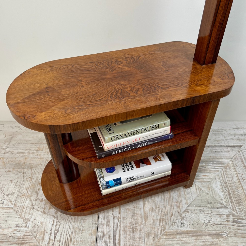 Art Deco Teak Standard Lamp Table View XI
