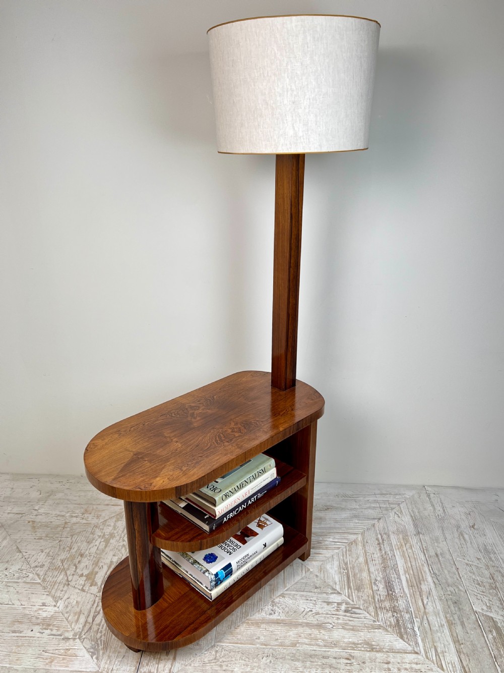 Art Deco Teak Standard Lamp Table View XIII