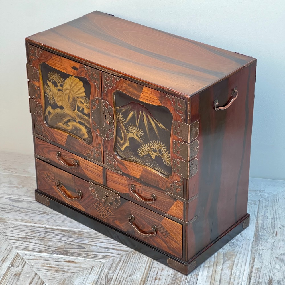 Antique Japanese Meiji Period Table Jewellery Collectors Cabinet  View III