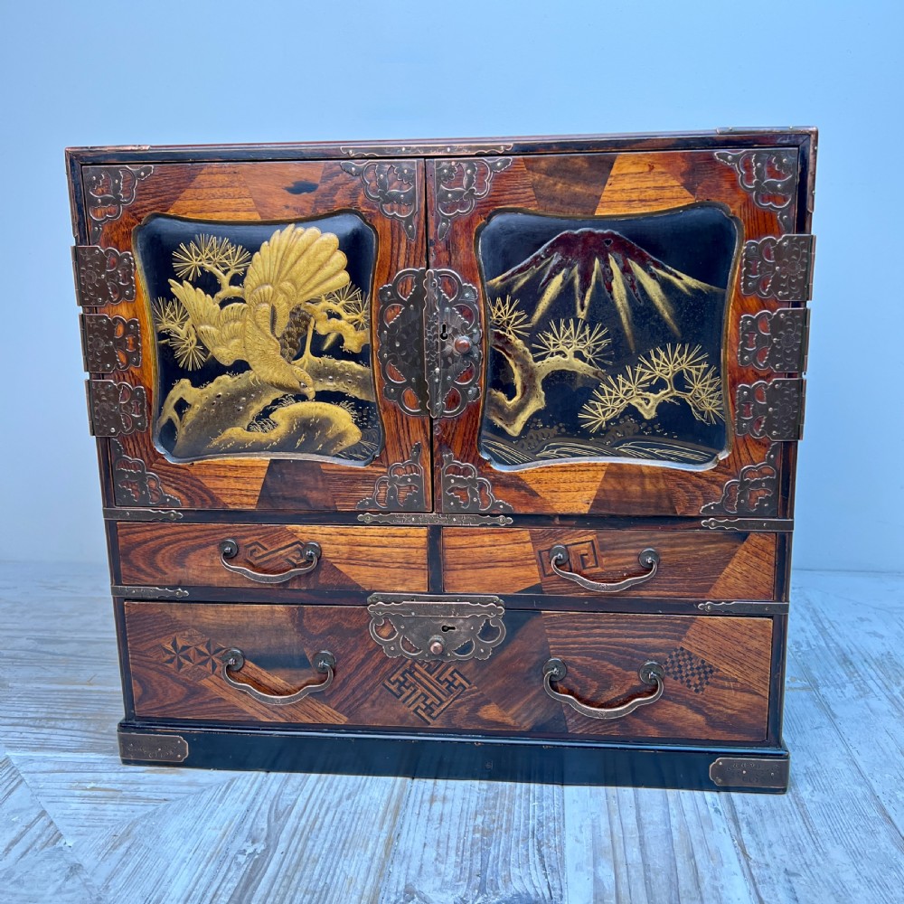 Antique Japanese Meiji Period Table Jewellery Collectors Cabinet  View IV