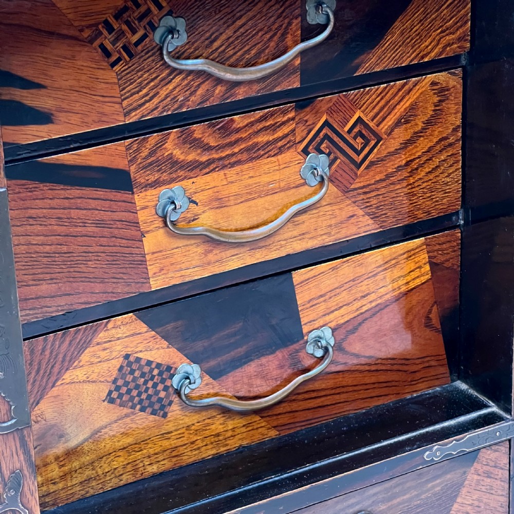 Antique Japanese Meiji Period Table Jewellery Collectors Cabinet  View VIII