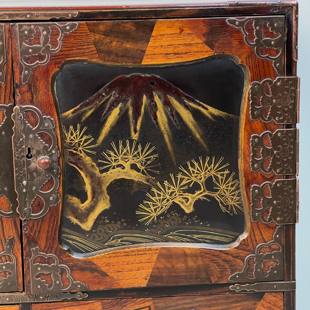 Antique Japanese Meiji Period Table Jewellery Collectors Cabinet  View IX