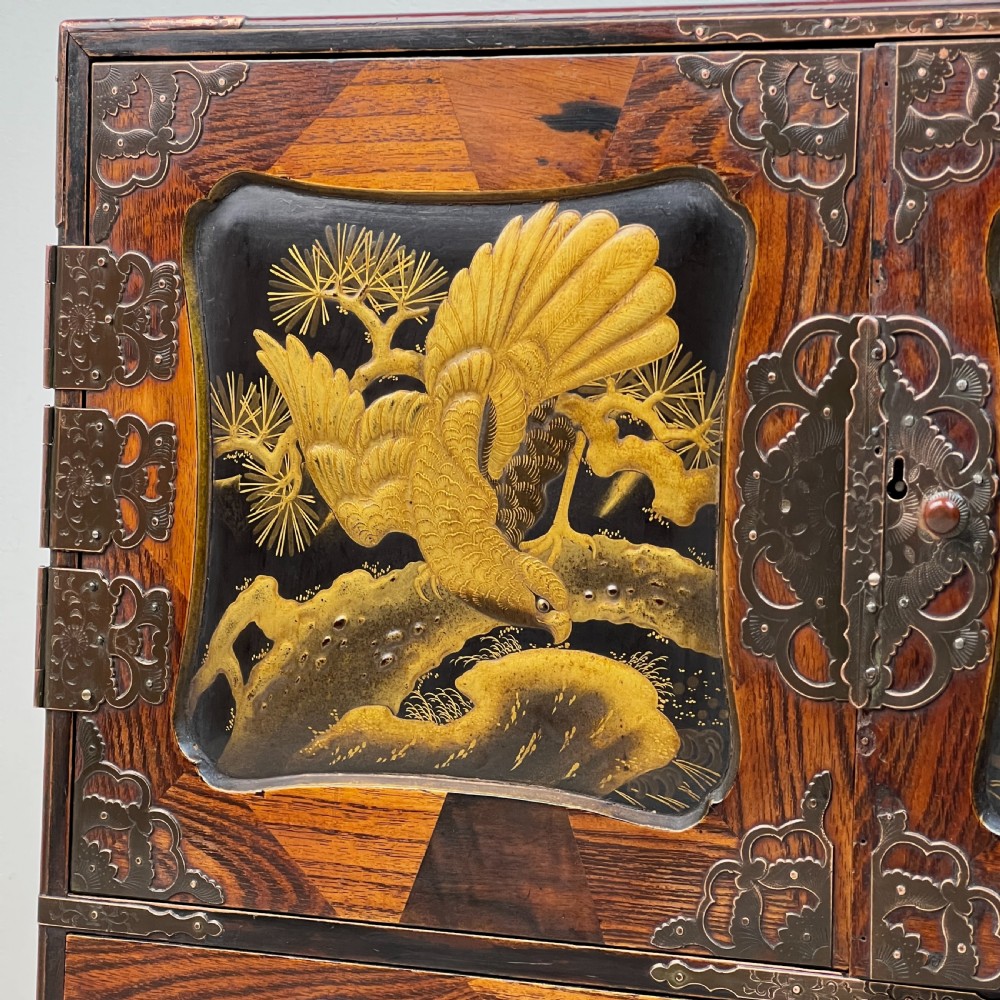 Antique Japanese Meiji Period Table Jewellery Collectors Cabinet  View X