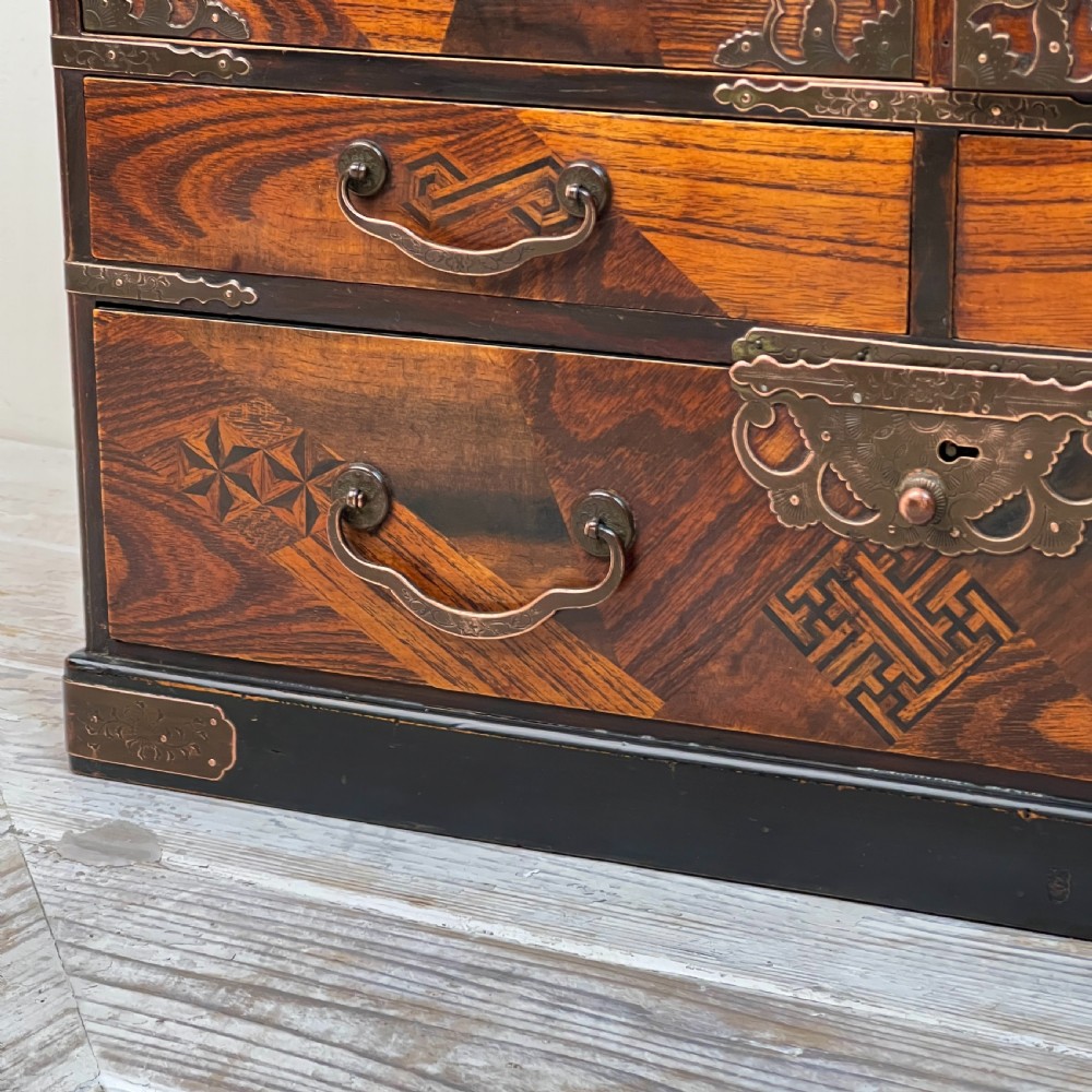 Antique Japanese Meiji Period Table Jewellery Collectors Cabinet  View XI