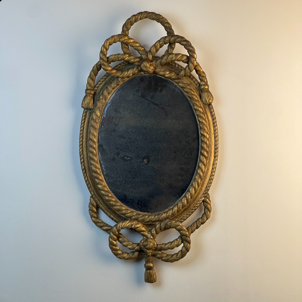 19Th Century Giltwood Rope Twist Oval Mirror View II