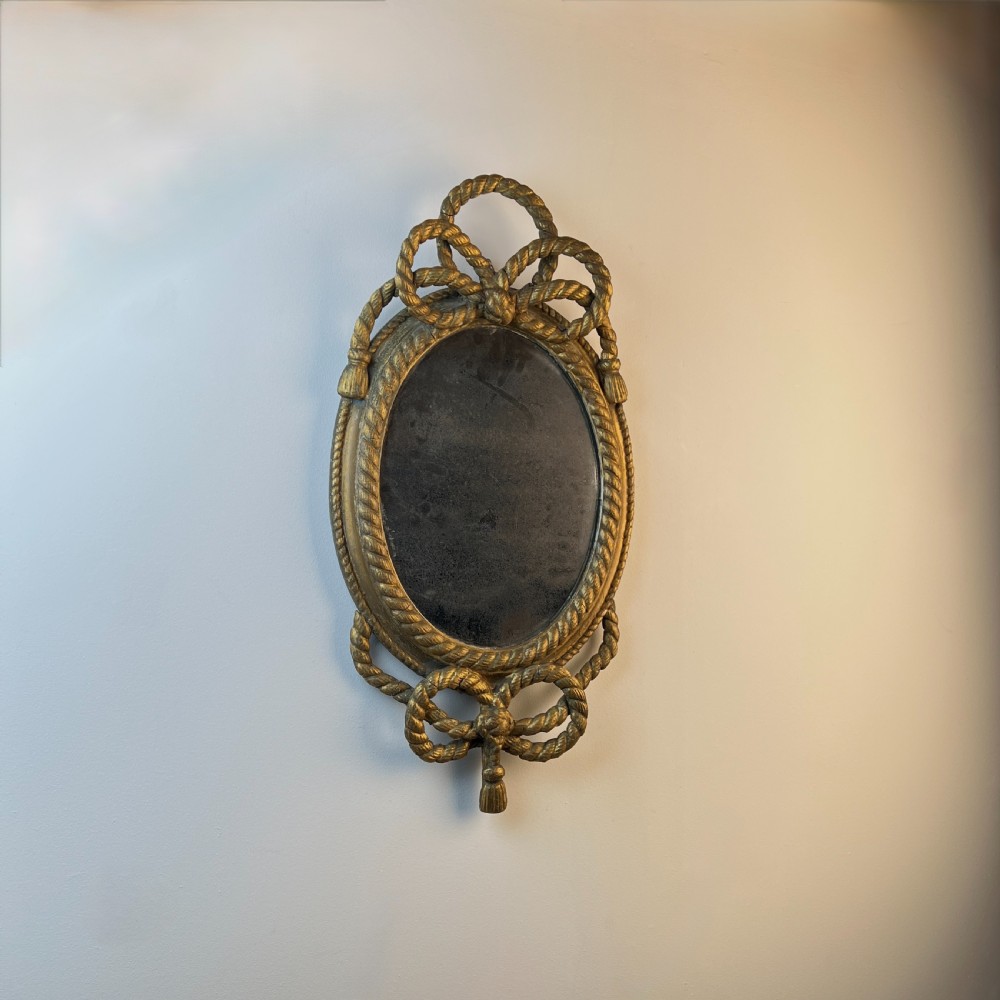 19Th Century Giltwood Rope Twist Oval Mirror View III